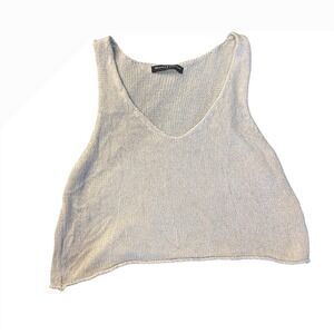 Brandy Melville Knit Tank Top Sleeveless‎ V Neck One Size Neutral Made In Italy